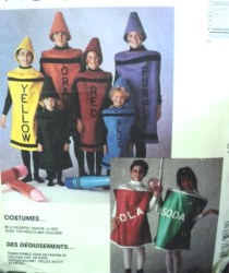 3887 MCCALLS KID SODA, COLA, CRAYON COSTUME,HAT PATTERN 2/4,6/8, ADULT SMALL, MEDIUM UNCUT